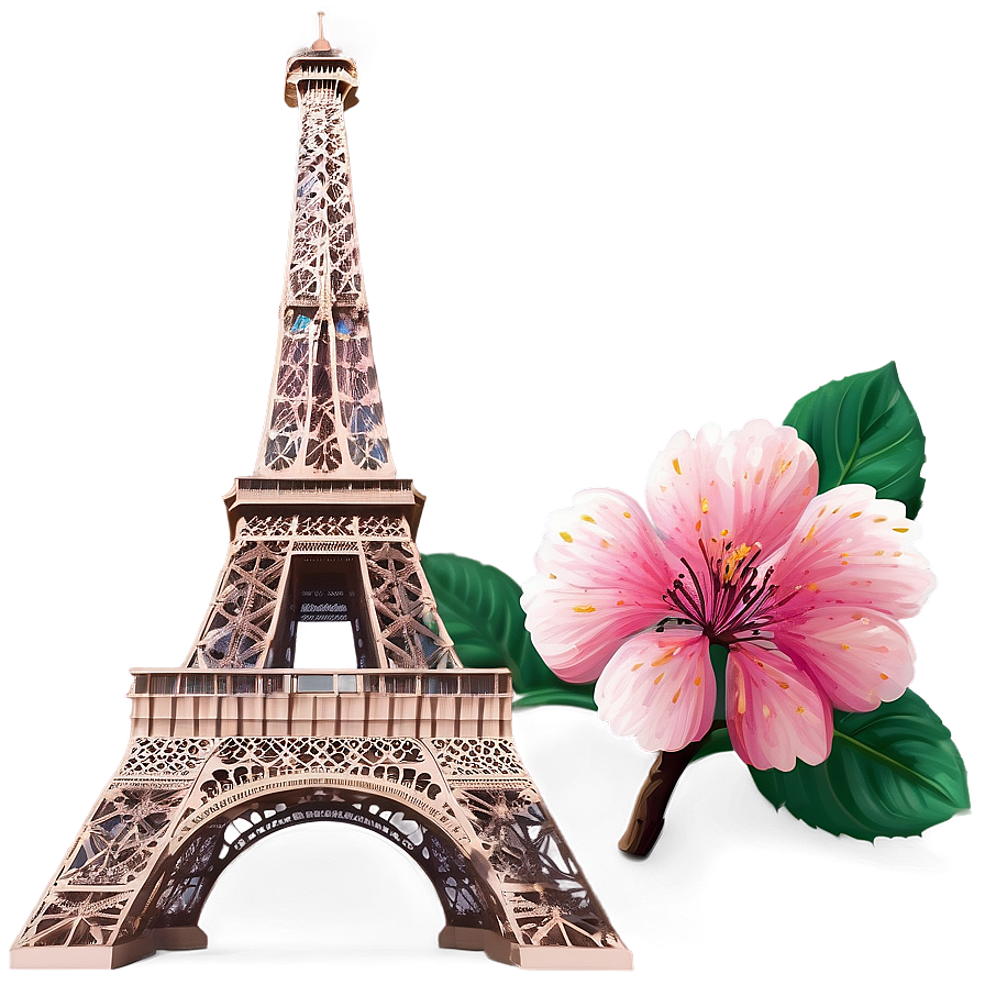 Eiffel Tower Spring Blossom Png Leq45 PNG Image