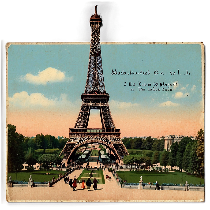 Eiffel Tower Vintage Postcard Png 05212024 PNG Image