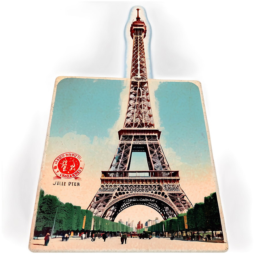 Eiffel Tower Vintage Postcard Png Lvf PNG Image