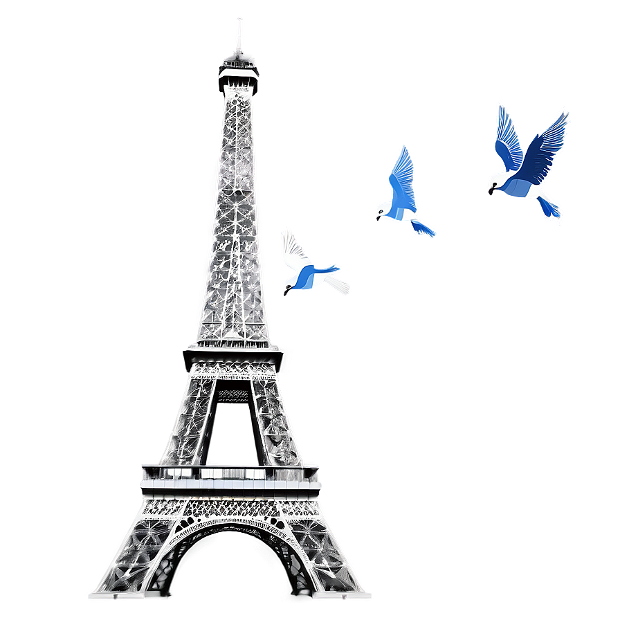 Eiffel Tower With Birds Png 05212024 PNG Image