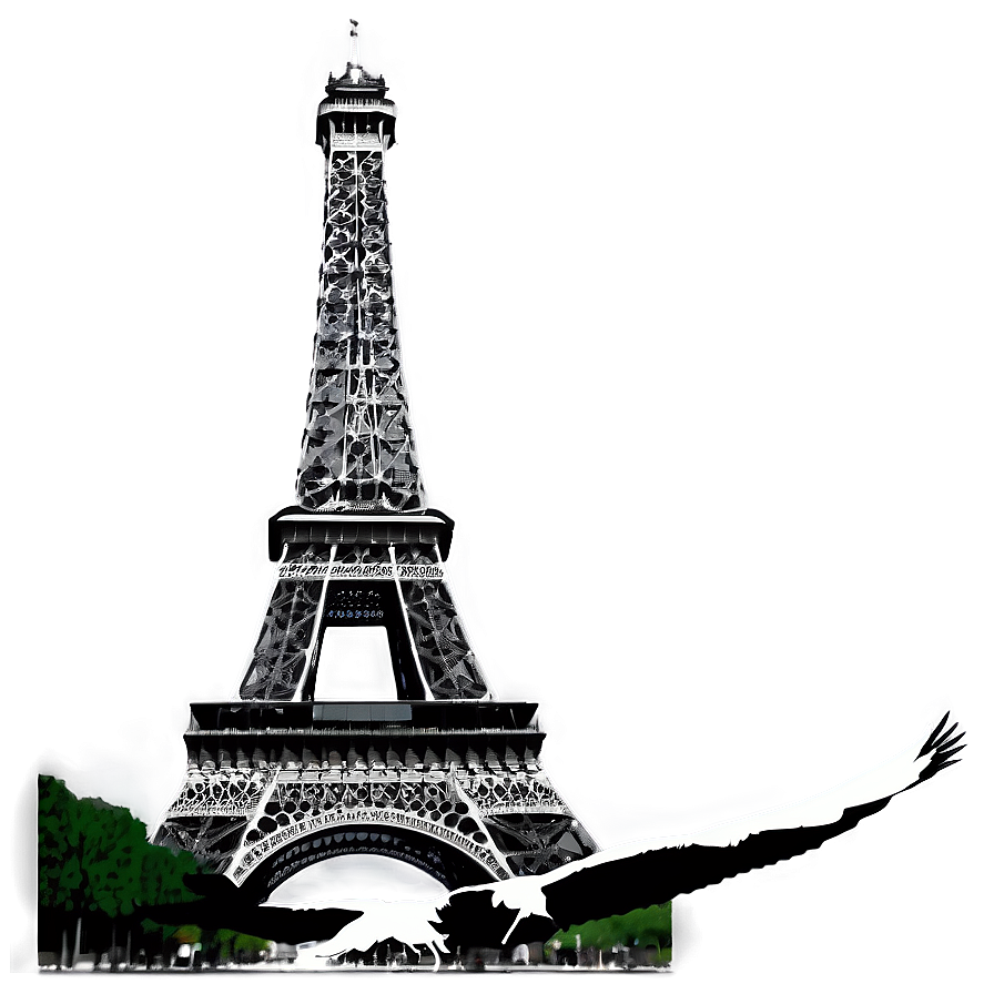 Eiffel Tower With Birds Png Kwm20 PNG Image