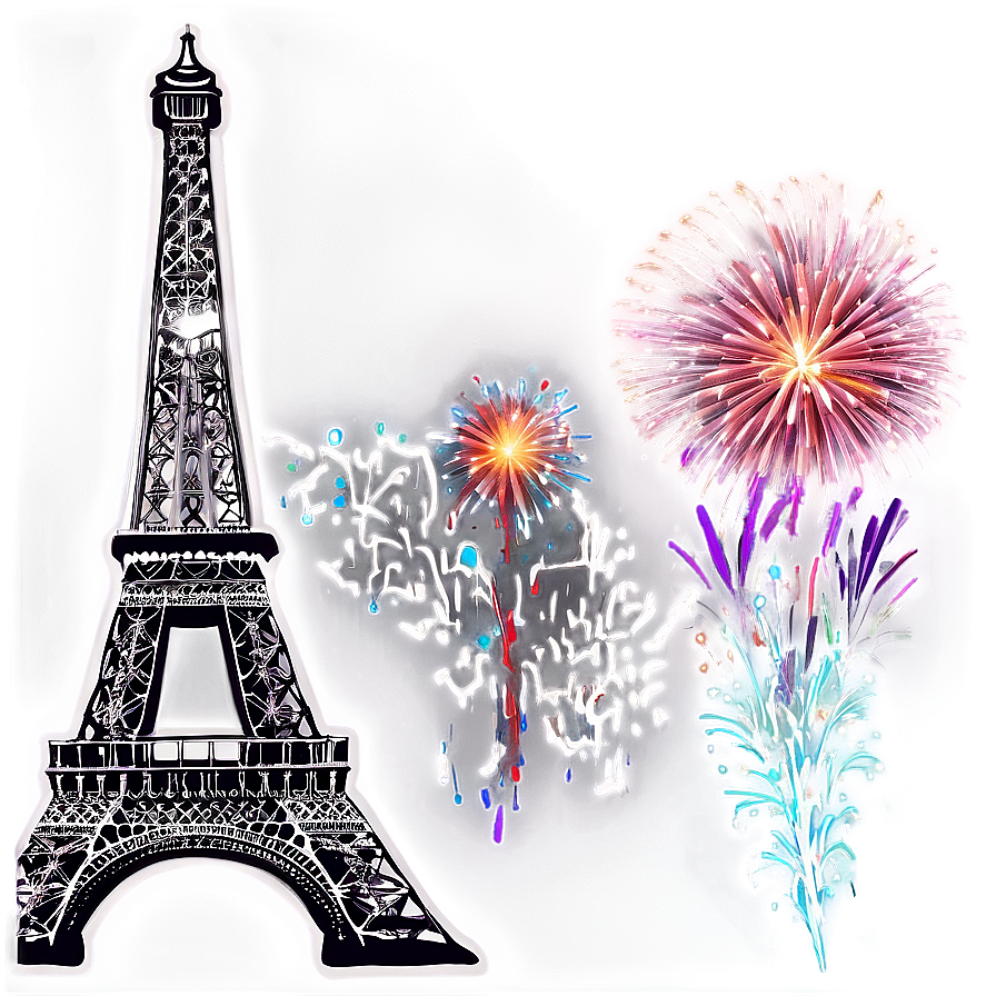 Eiffel Tower With Fireworks Background Png 05212024 PNG Image