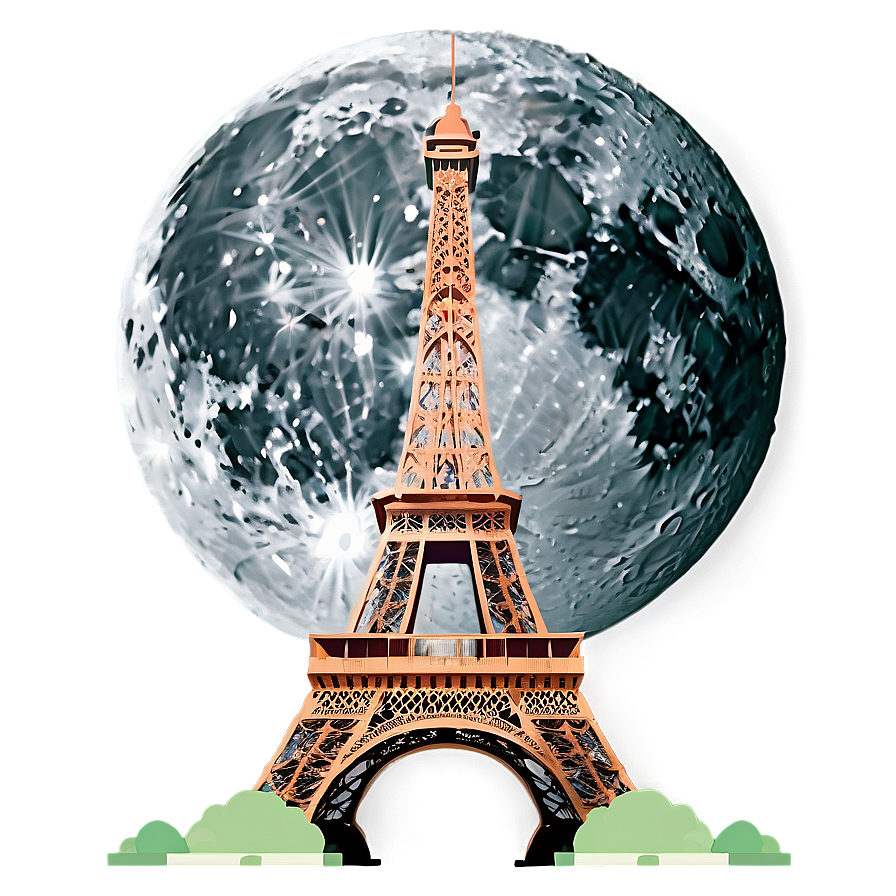 Eiffel Tower With Full Moon Png Lay59 PNG Image