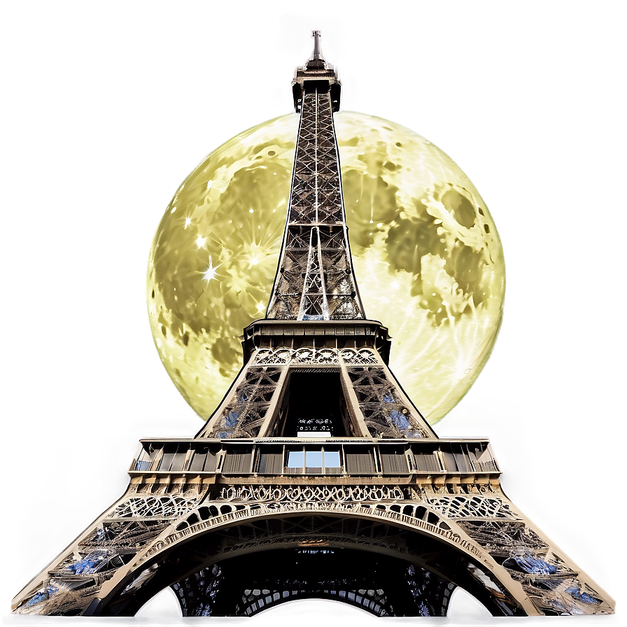 Eiffel Tower With Full Moon Png Nxl87 PNG Image