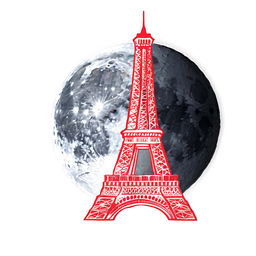 Eiffel Tower With Full Moon Png Vbs65 PNG Image