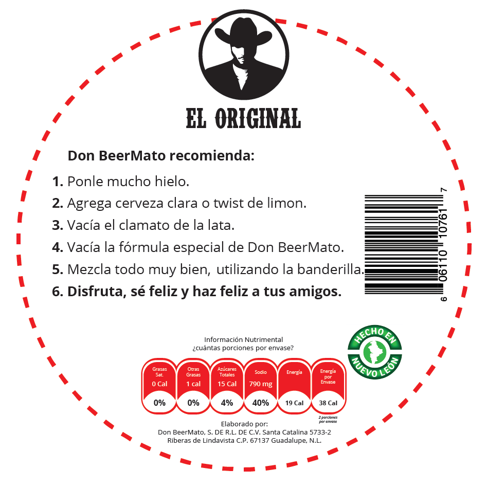 El Original Beer Mato Label PNG Image