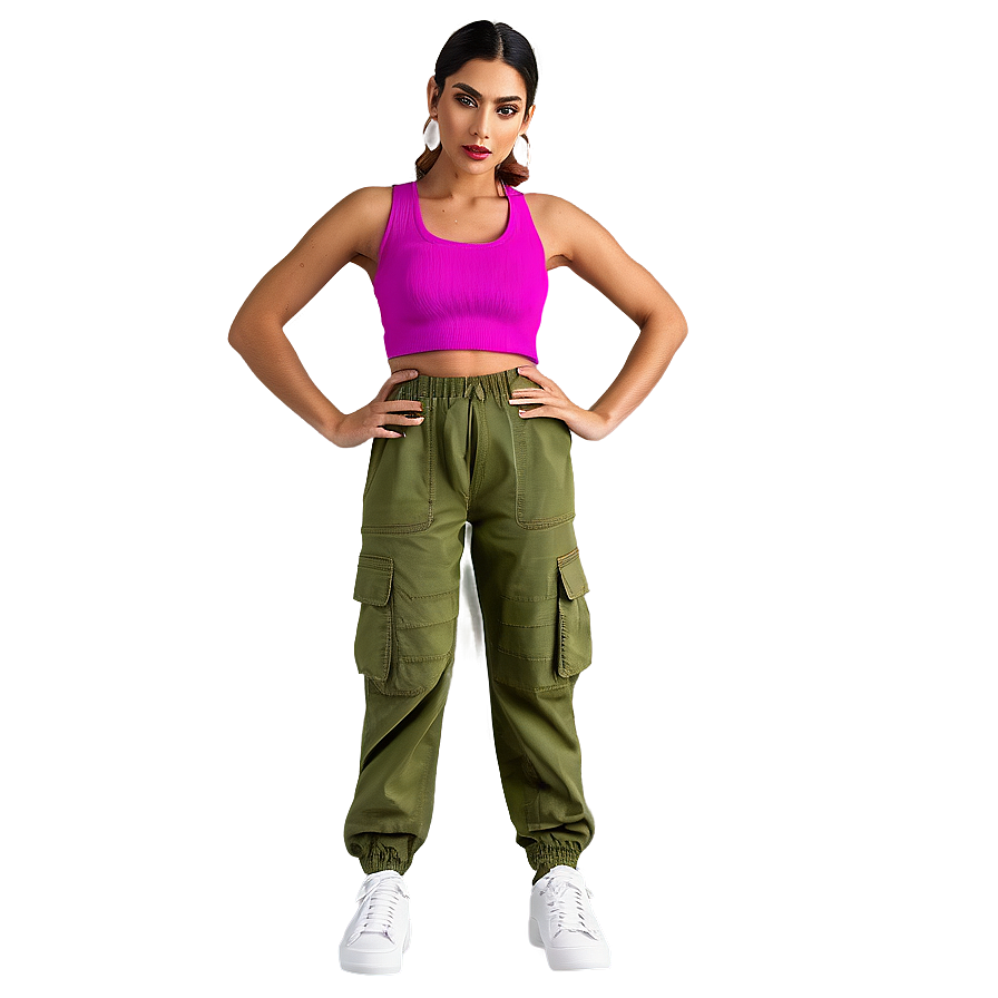 Elastic Waist Cargo Pants Png Mjm58 PNG Image