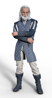 Elderly Anime Character Crossed Arms PNG Image