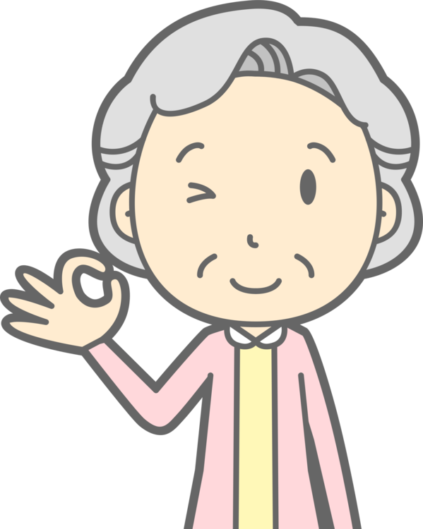 Elderly Cartoon Character Gesture O K PNG Image