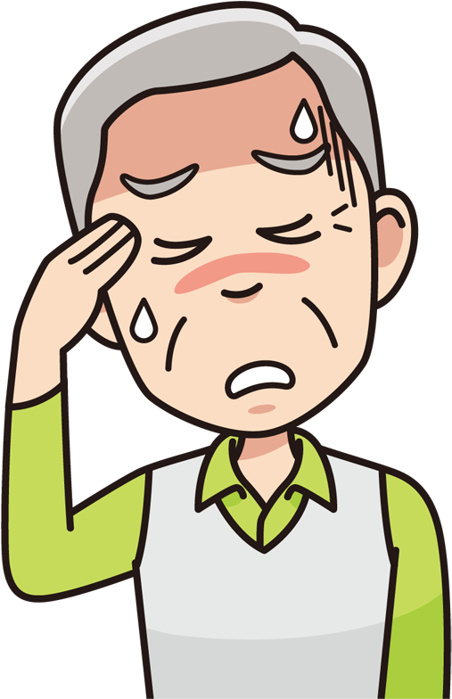 Elderly Cartoon Characterwith Headache PNG Image