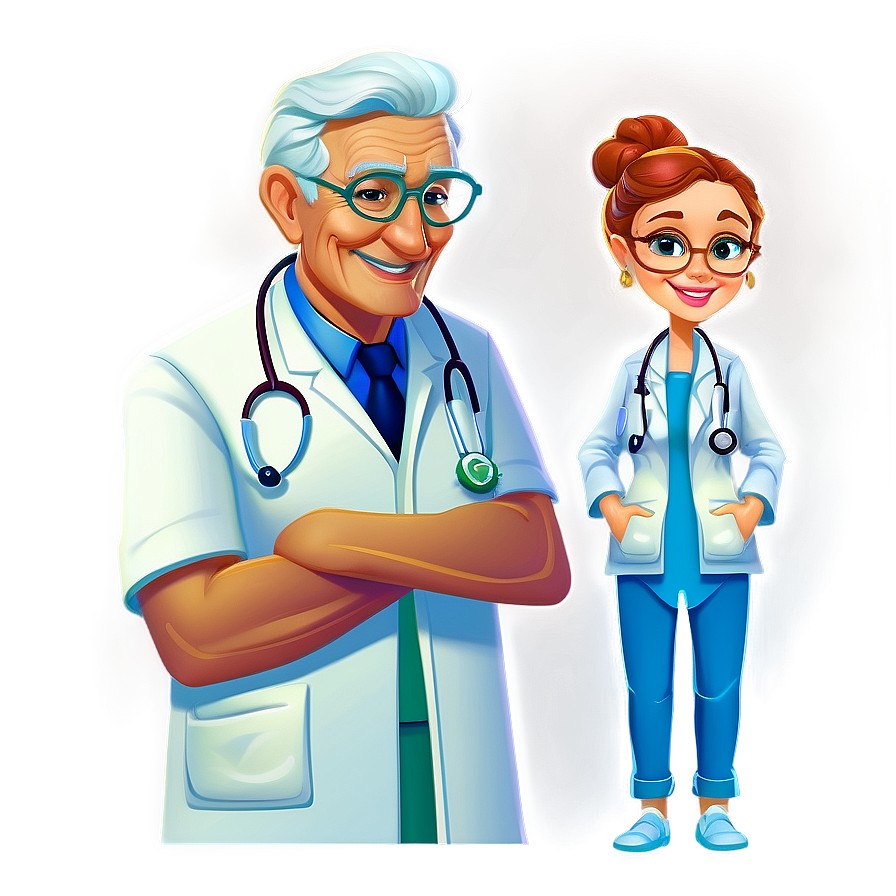 Elderly Cartoon Doctor Png Uyj PNG Image