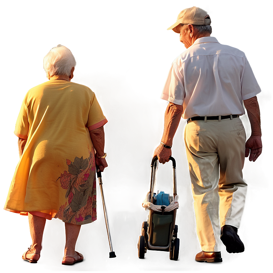 Elderly Couple Sunset Walk Png Kho PNG Image