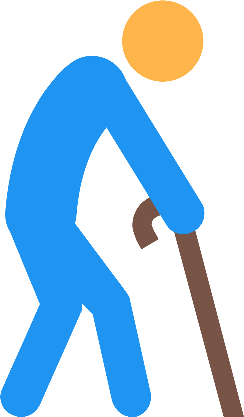 Elderly Person Walkingwith Cane Icon PNG Image