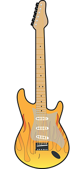 Electric Guitar Flame Design PNG Image