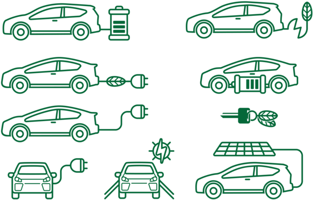 Electric Vehicle Charging Icons Set PNG Image