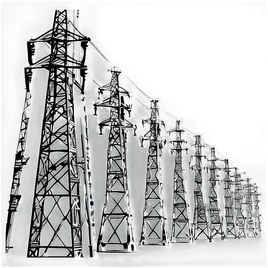 Electricity Pylons Field Png Rpo PNG Image