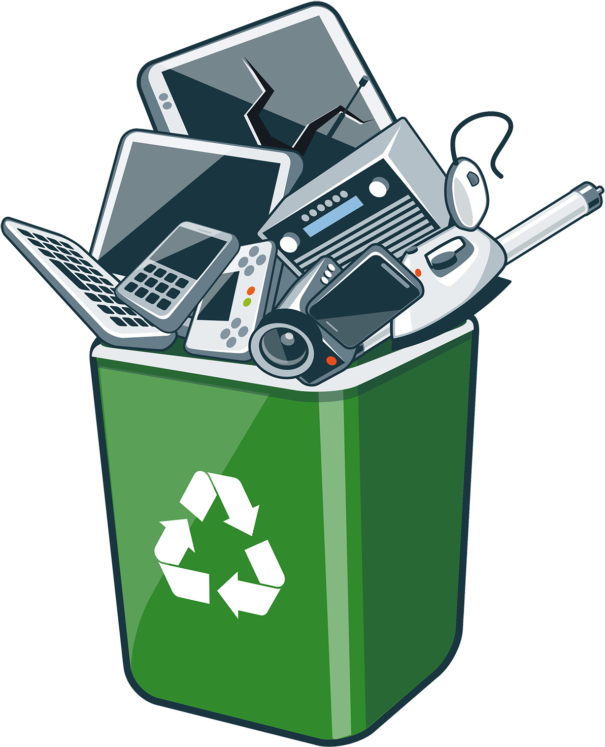 Electronic Waste Recycling Bin PNG Image