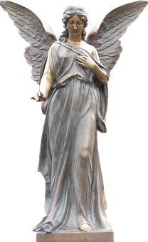 Elegant Angel Statue Sculpture PNG Image