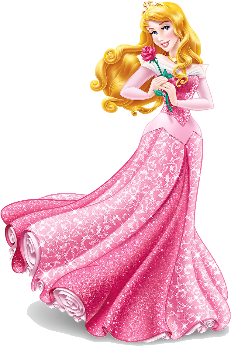 Elegant Animated Princess Pink Dress PNG Image