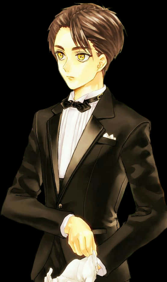 Elegant Anime Characterin Tuxedo PNG Image