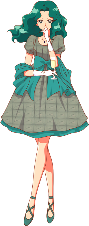 Elegant Anime Girlin Green Dress PNG Image