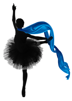 Elegant Ballerina Blue Silk Ribbon PNG Image