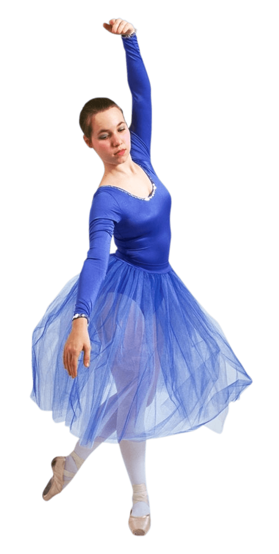 Elegant Ballerinain Blue Dress PNG Image