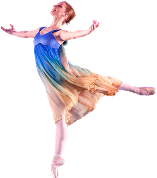 Elegant_ Ballet_ Dancer_in_ Blue_ Ombre_ Dress PNG Image