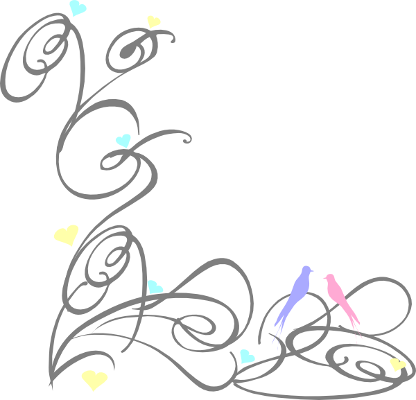 Elegant Birdsand Hearts Border Design PNG Image