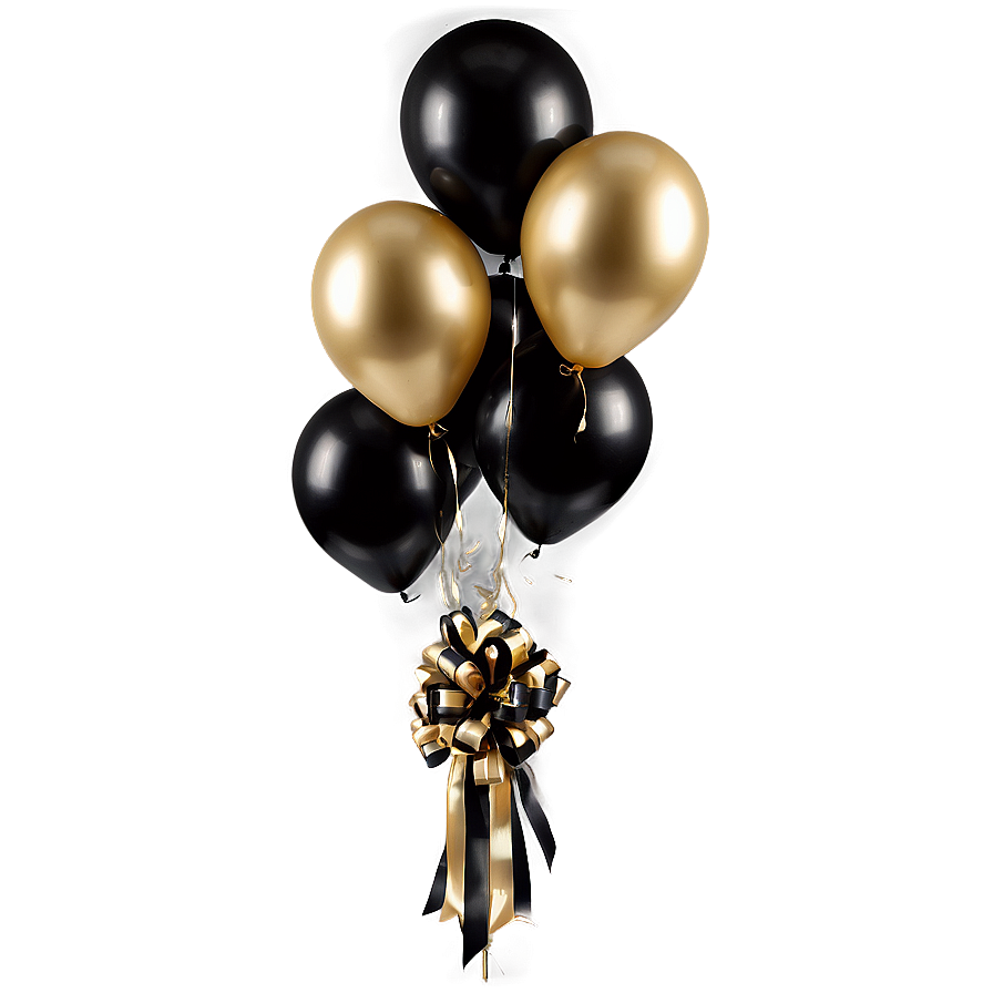 Elegant Black And Gold Balloon Decor Png Klr35 PNG Image