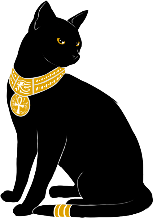 Elegant Black Cat Illustration PNG Image