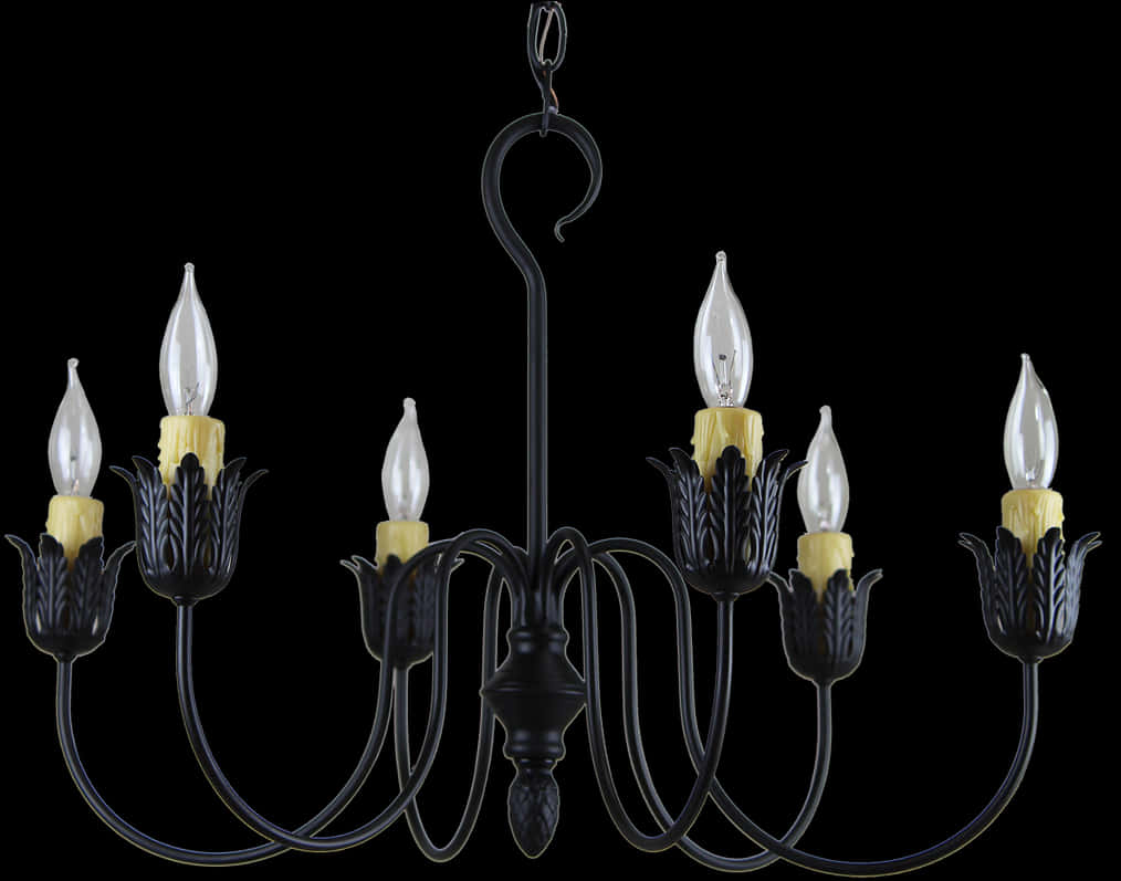 Elegant Black Chandelier PNG Image