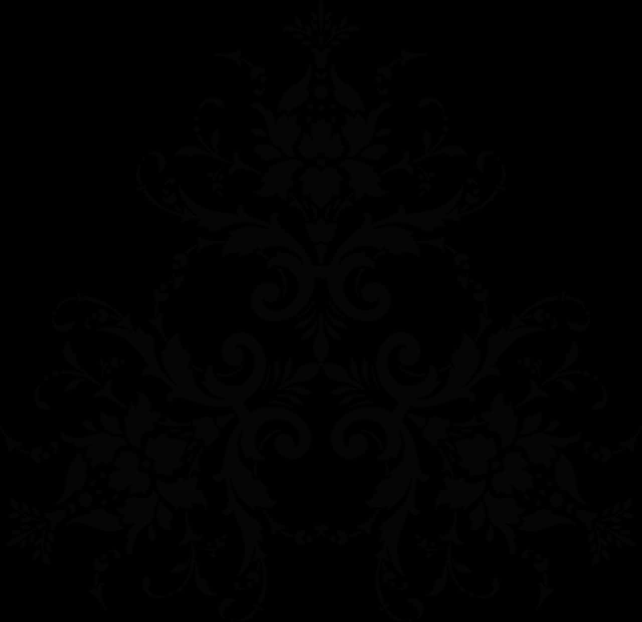 Elegant Black Damask Pattern PNG Image