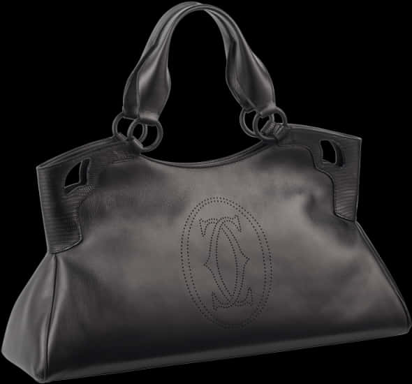 Elegant Black Designer Handbag PNG Image