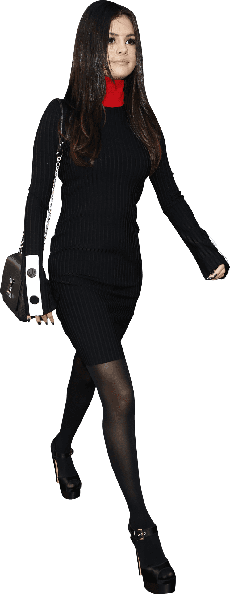 Elegant Black Dress Fashion Model PNG Image