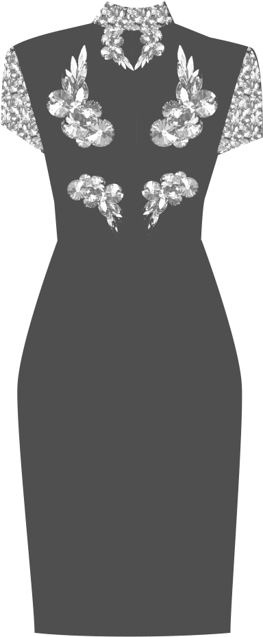 Elegant Black Dresswith Crystal Embellishments PNG Image