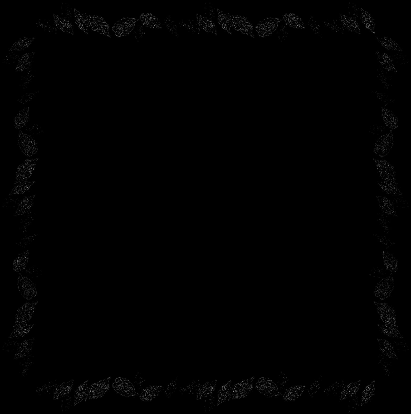 Elegant Black Floral Border Design PNG Image