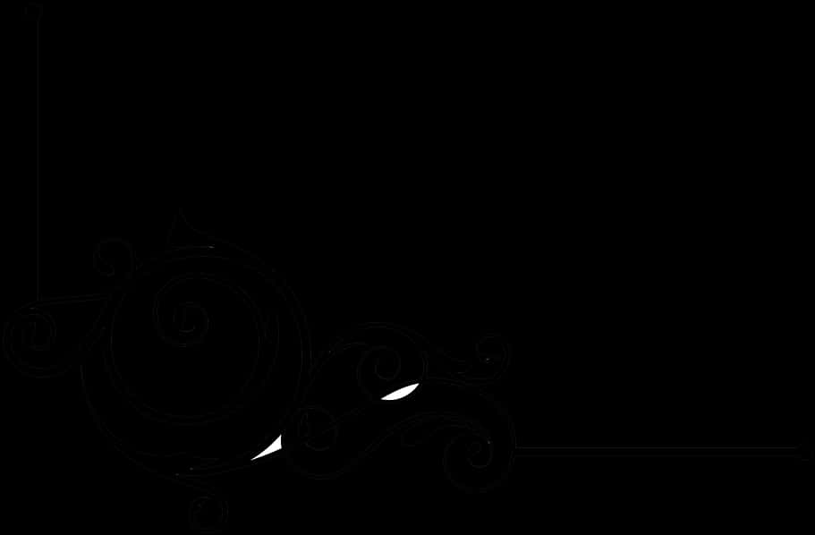 Elegant Black Floral Corner Border PNG Image