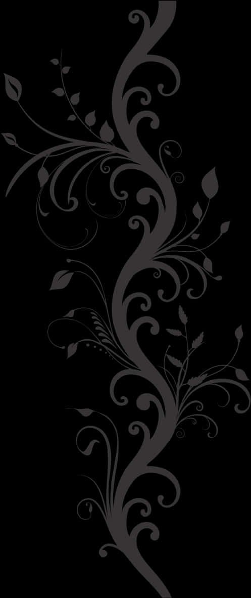 Elegant Black Floral Design PNG Image