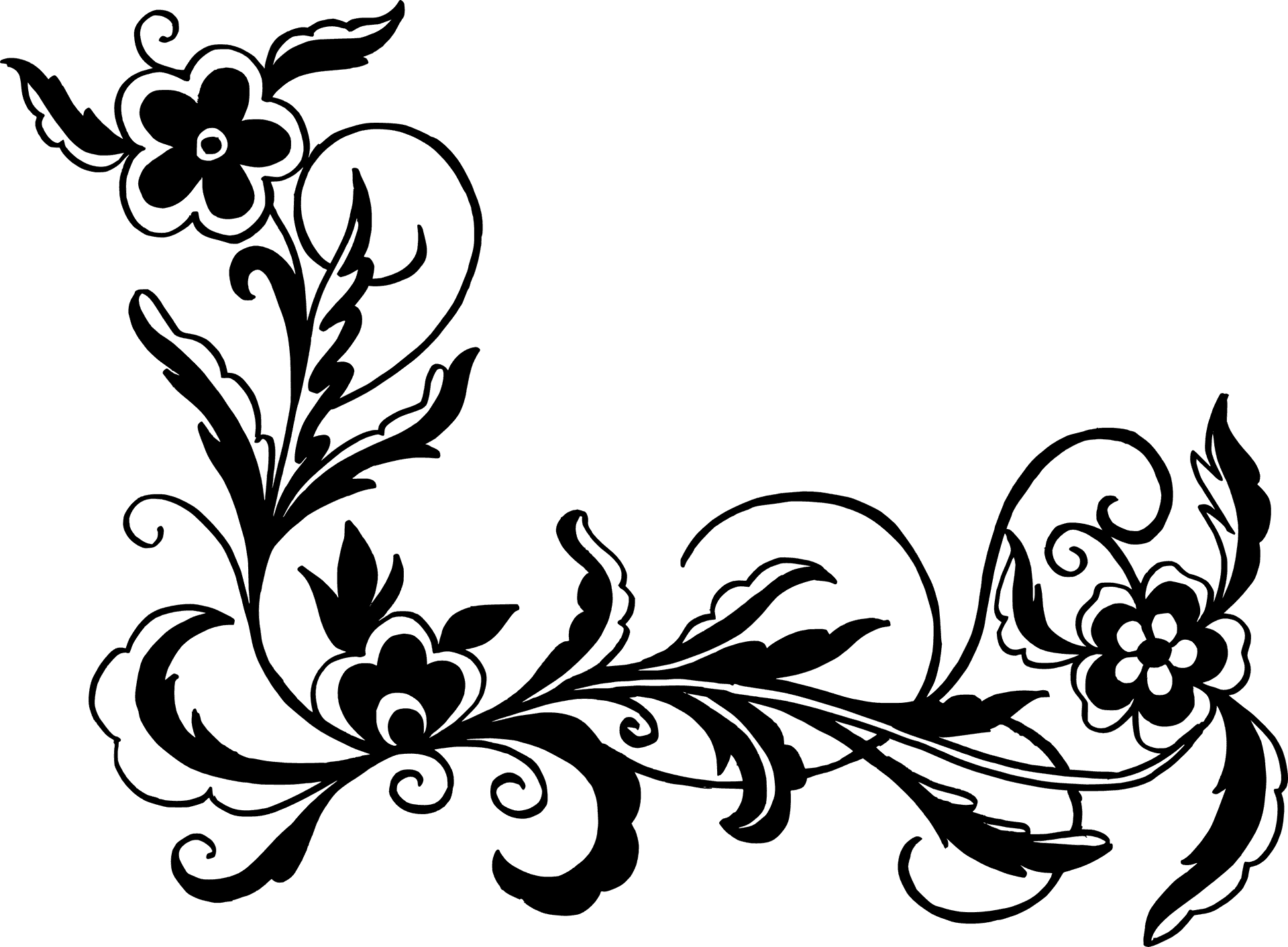 Elegant Black Floral Design Vector PNG Image