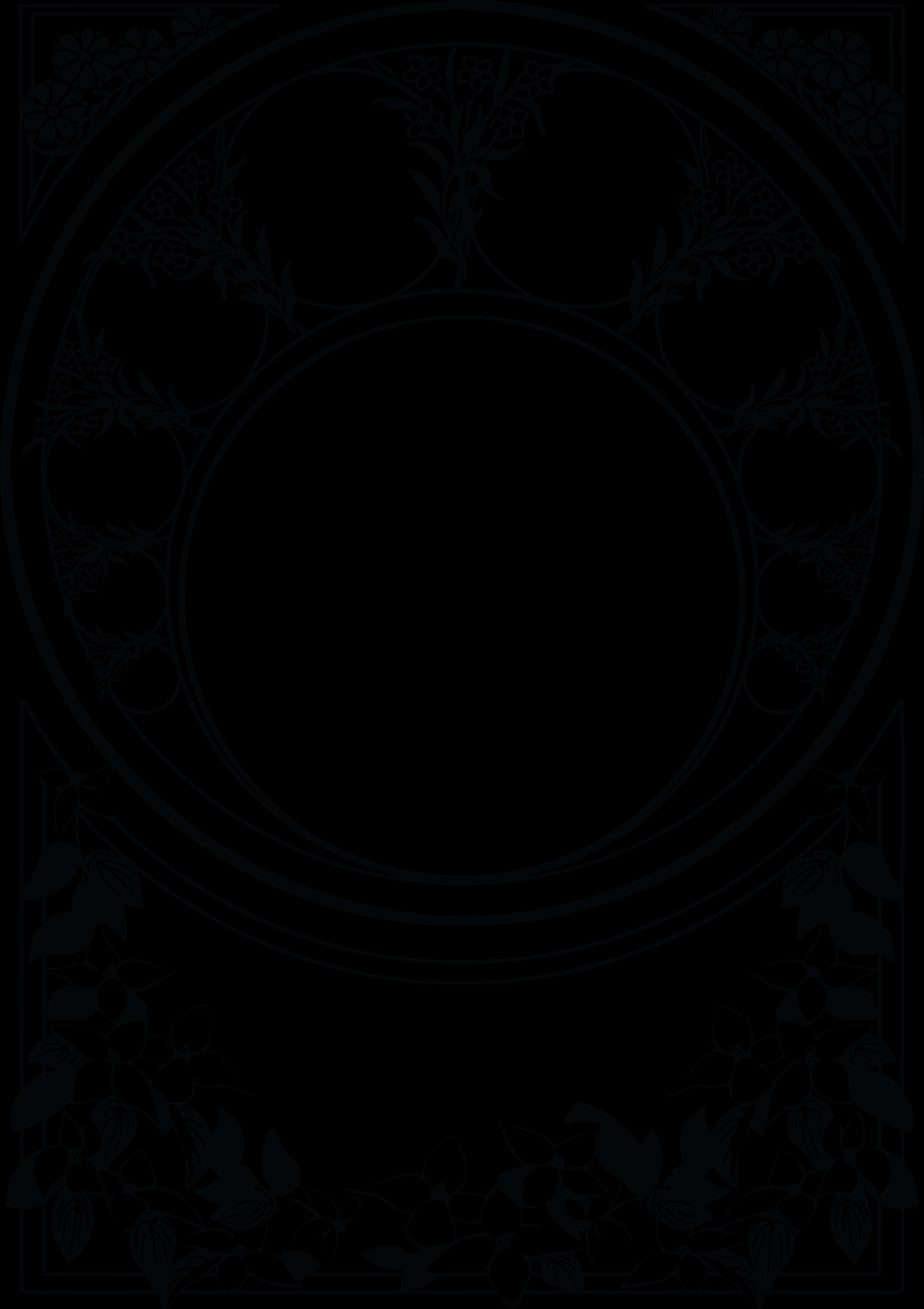 Elegant Black Floral Frame PNG Image