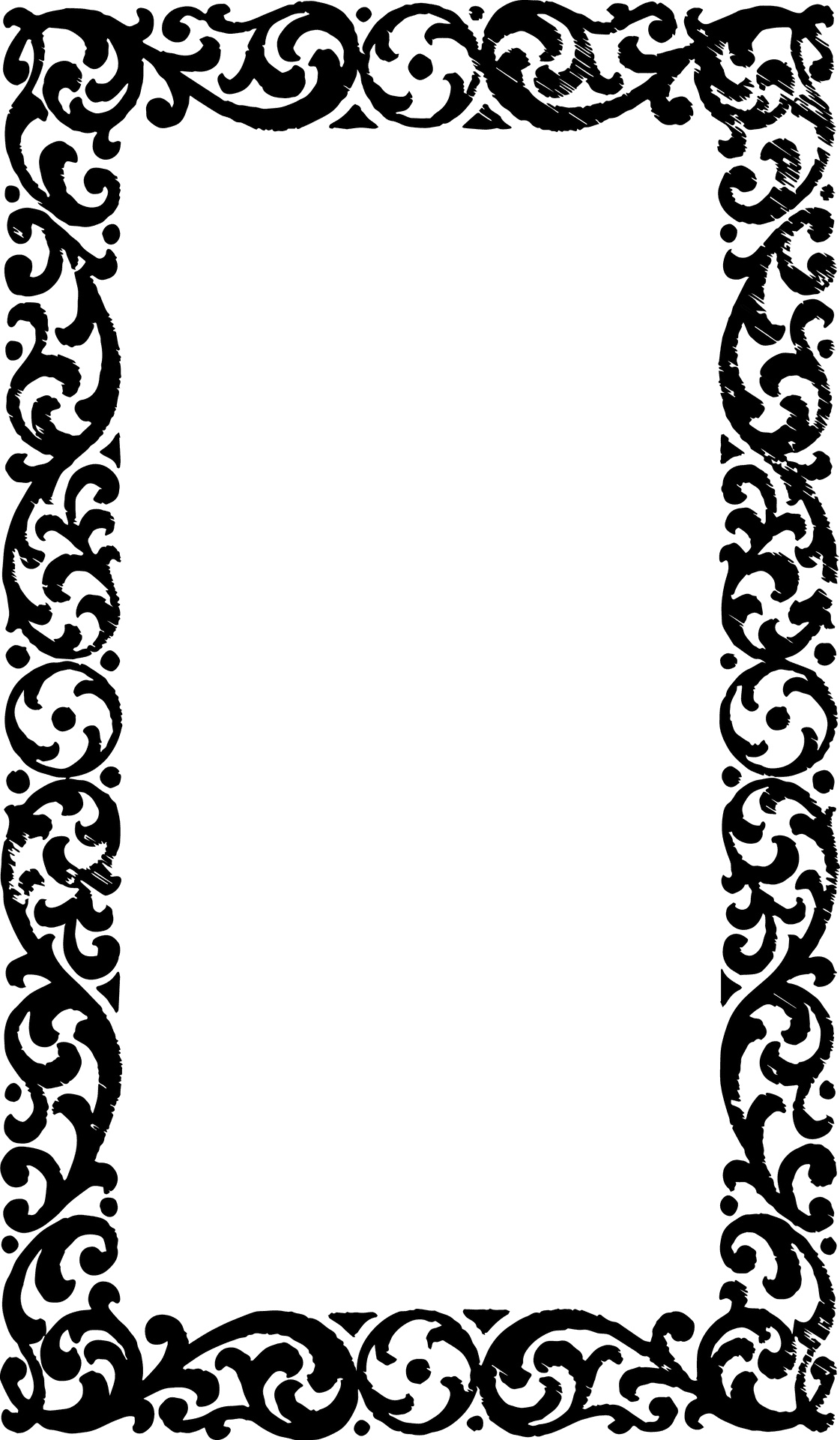 Elegant Black Floral Frame Vector PNG Image