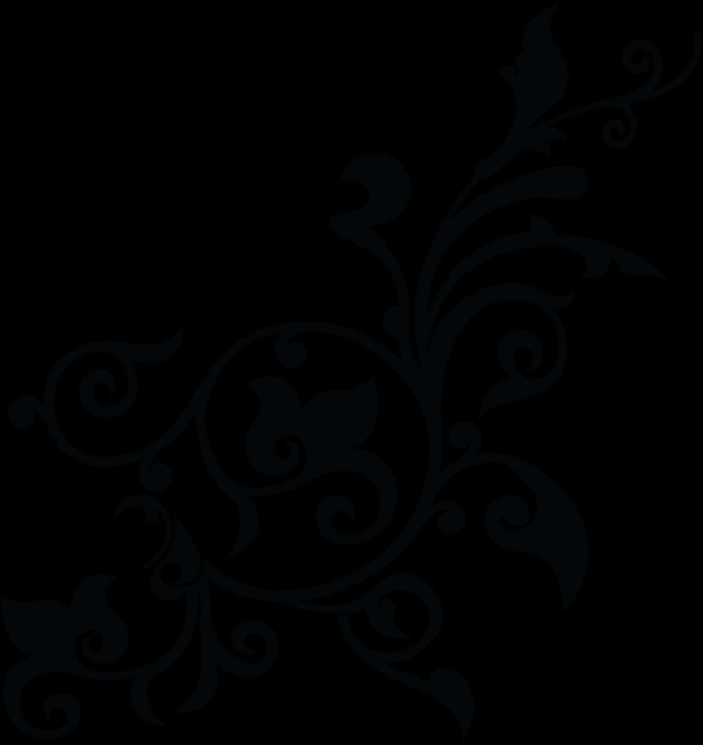 Elegant Black Floral Pattern PNG Image