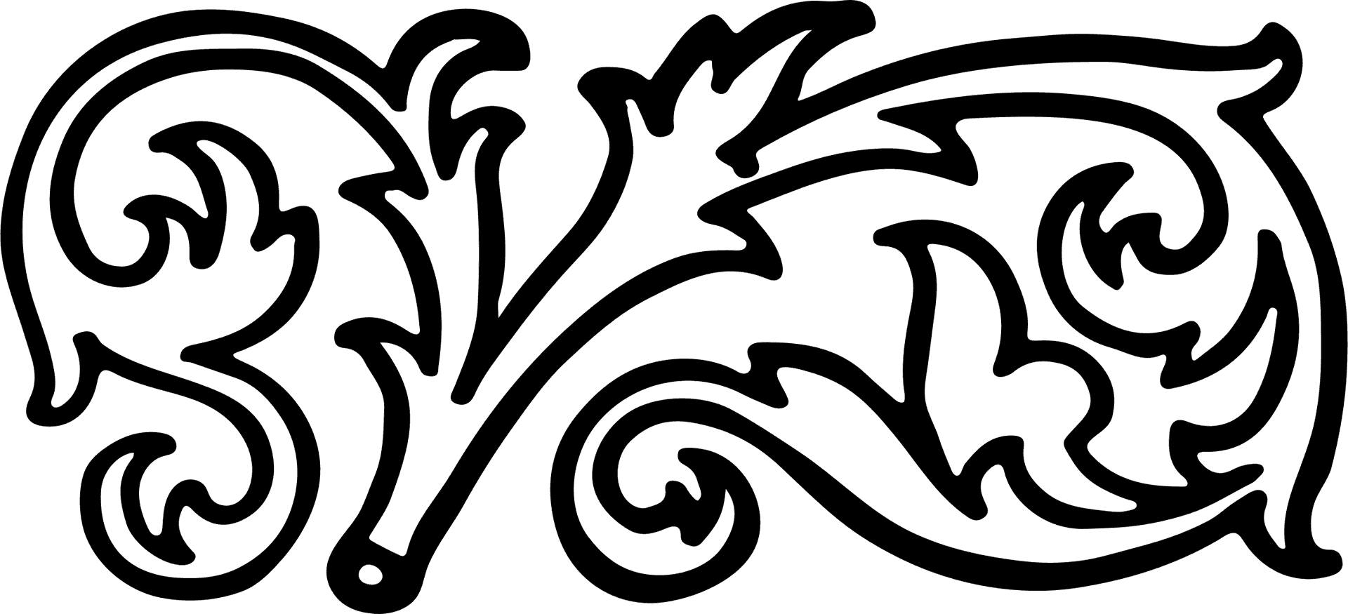 Elegant Black Flourish Design PNG Image