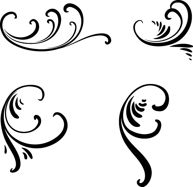 Elegant Black Flourishes Vector PNG Image