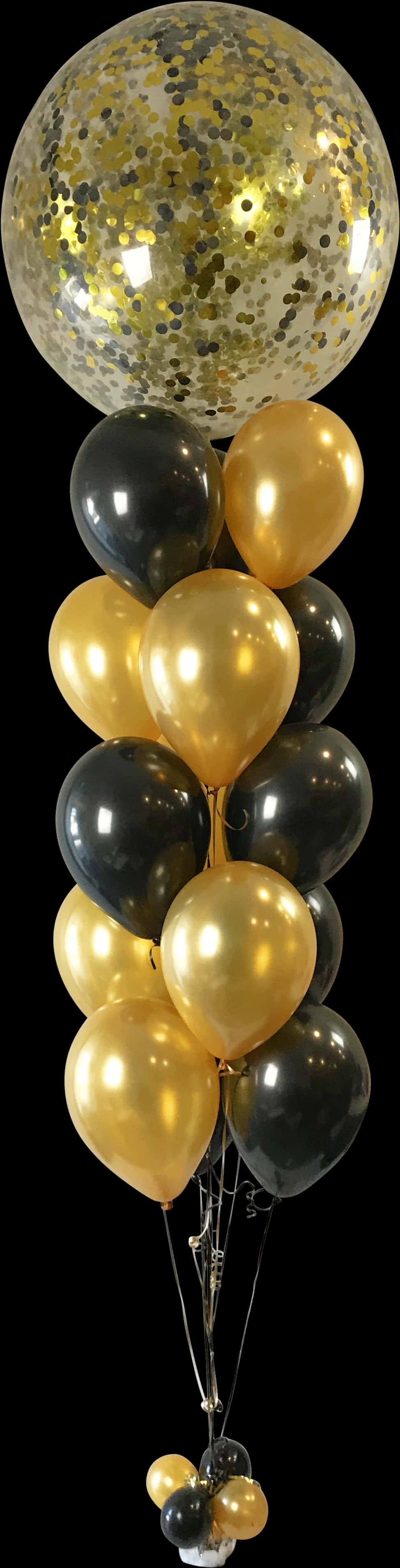 Elegant Black Gold Balloon Bouquet PNG Image