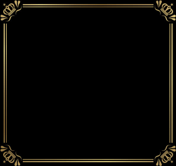 Elegant Black Gold Corner Page Border PNG Image