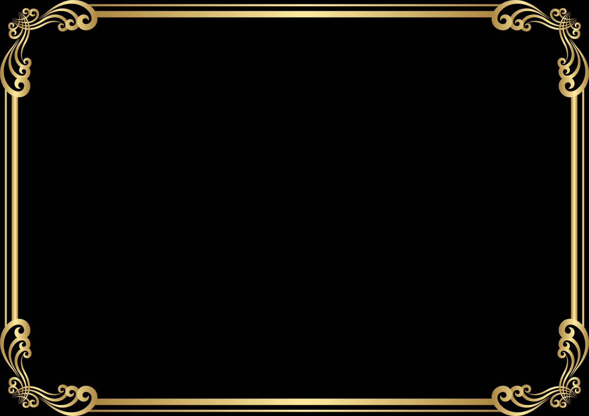 Elegant Black Gold Frame PNG Image