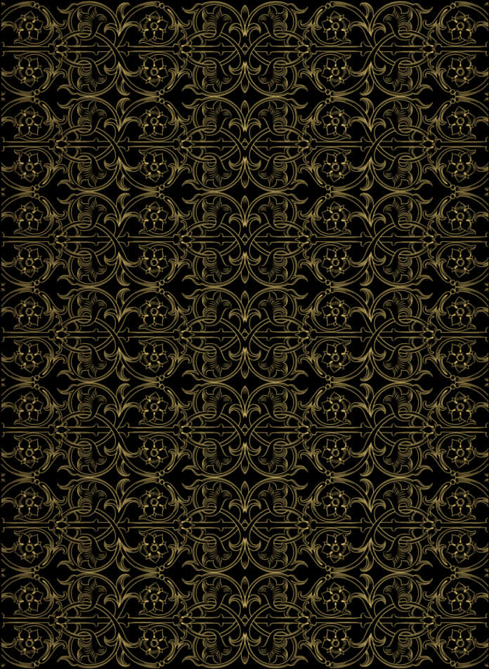 Elegant Black Gold Lace Pattern PNG Image