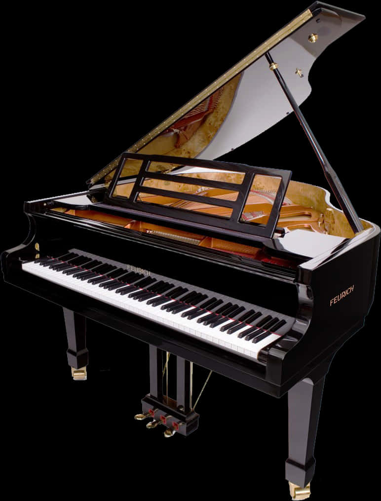 Elegant Black Grand Piano PNG Image